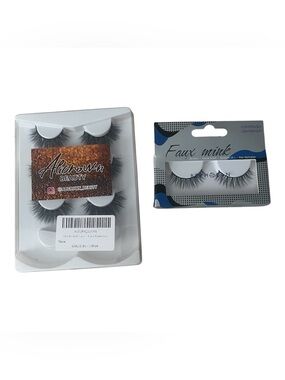 Voluminous Black Faux Mink False Eyelashes - 3 Pair Set AND BEPHOLAN Fake Eyelas